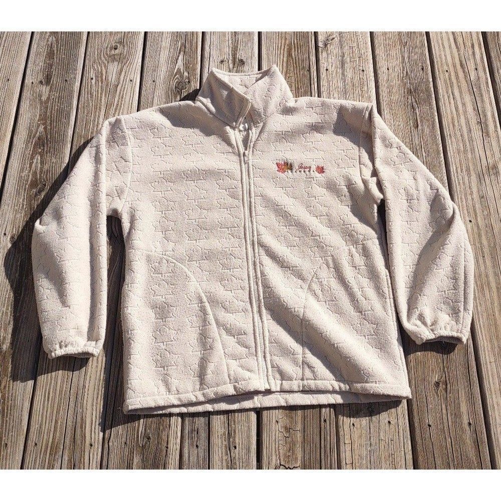 Vintage 1990s Powder West Jasper Canada Maple Leaf Fleece Jacket